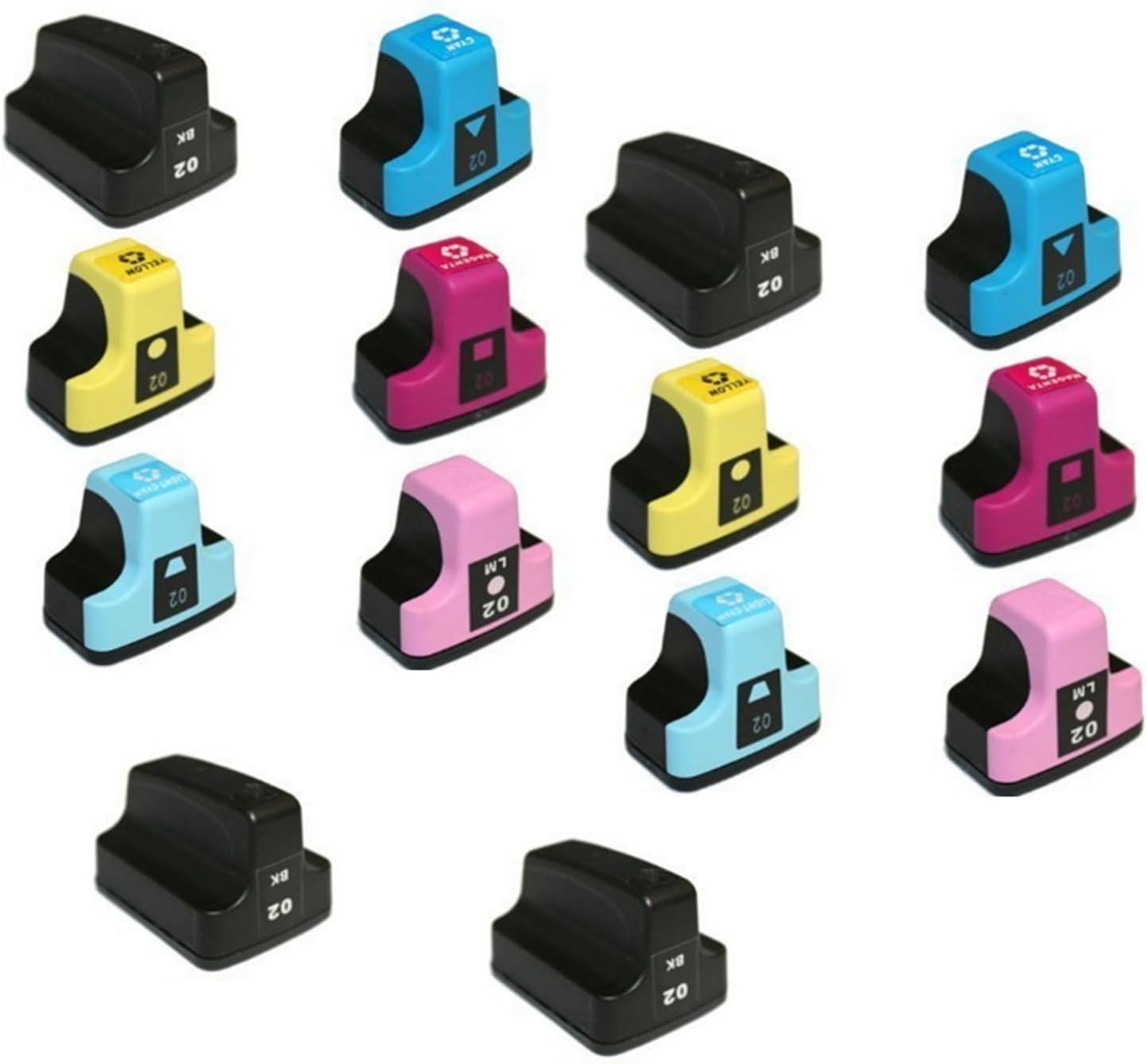 LOVEINK 14Pack Replacement Cartridge For HP 02 Inkjet Cartridges for use in HP PhotoSmart D7360 C6275 D7245 3210v C6185 Series