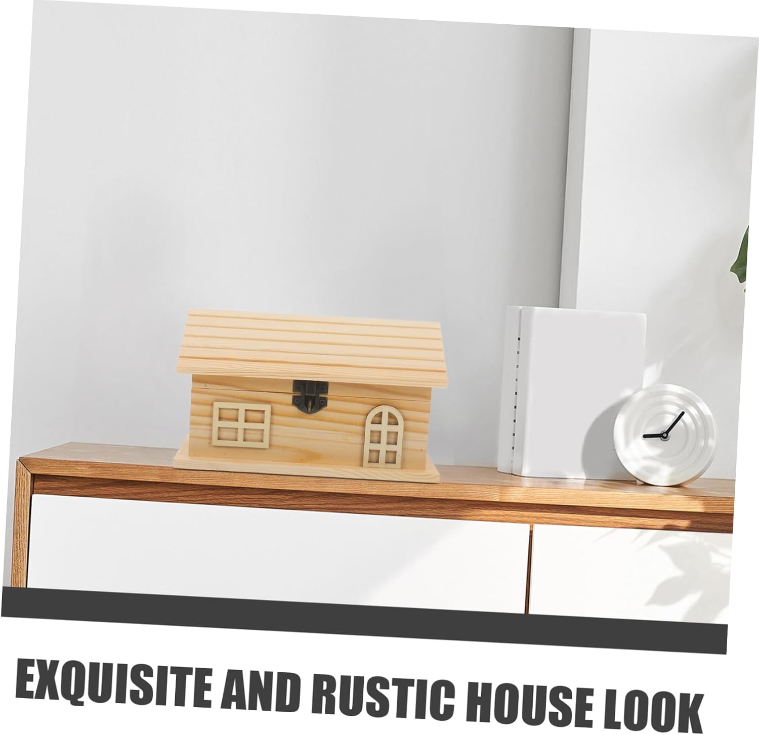 Beaupretty Wooden House Shaped Piggy Bank DIY Unfinished Money Saving Box for Kids Creative Paintable Coin Case Encourages Saving Habits and Enhances Hand-Eye Coordination 8.07X5.70X5.31In