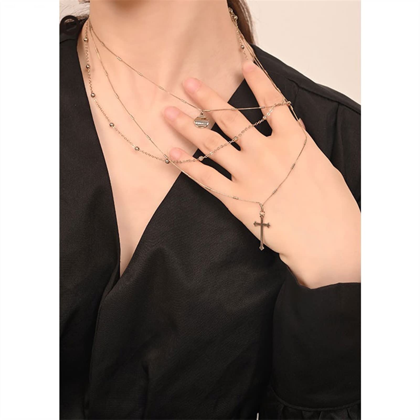 TOMYEUS Collane da Donna Collana a Ciondolo a Ciondolo a più Strato di Moda Versatile Collana Lunga e Sottile Elegante Collana con Pendente