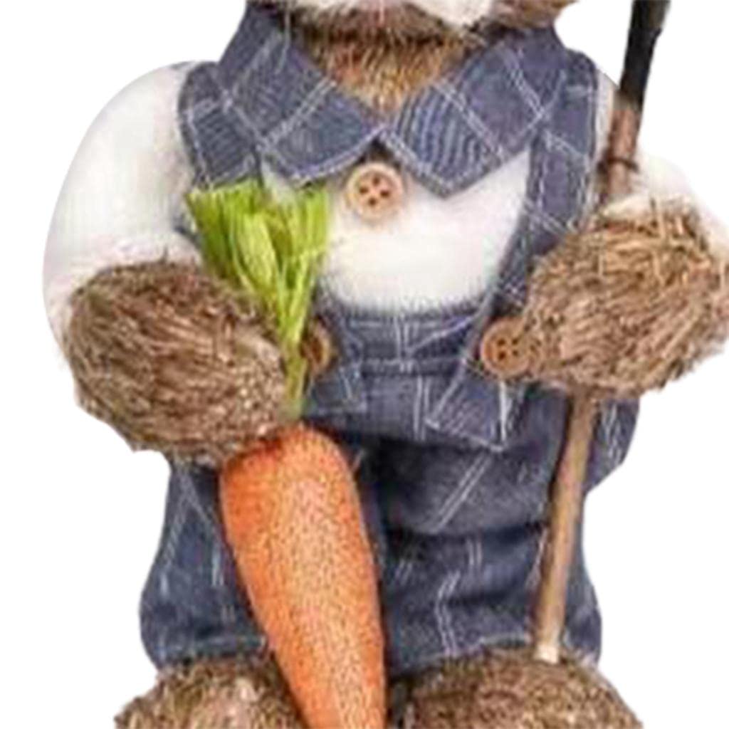 bnf® Straw Rabbit Easter Farmer Bunny Figure Carrot for Wedding Party Decor Cowboy and White