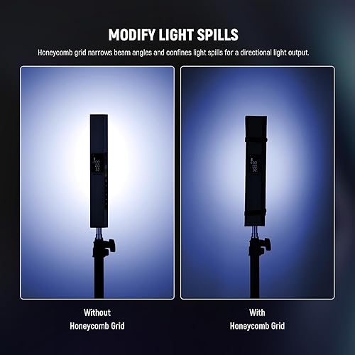 Miniatura 3 de NEEWER Difusor de tubo de luz de rejilla de luz para barra de luz LED RGB1, caja de luz de rejilla de panal con difusor, bolsa de transporte,