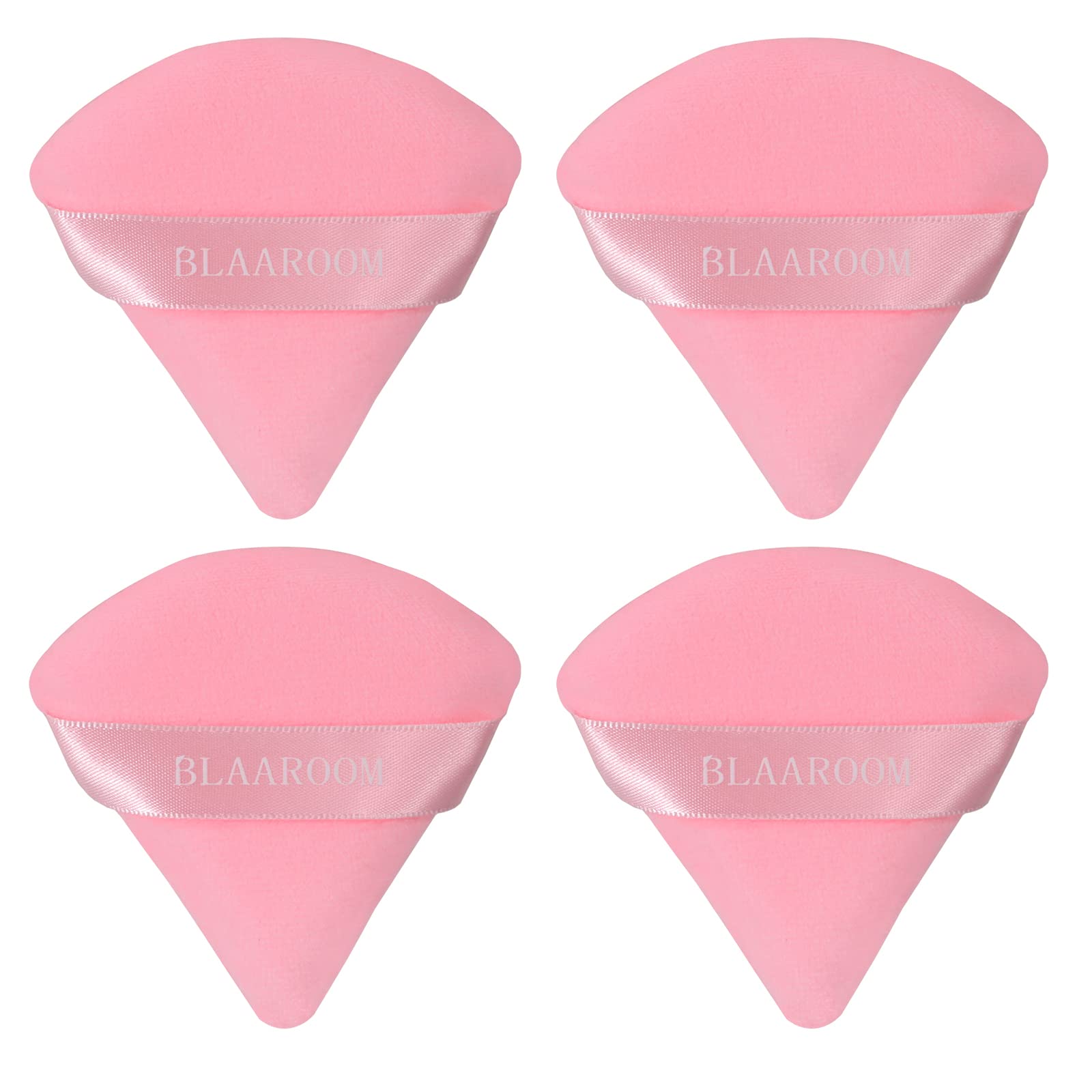 BLAAROOM 4 Pieces Pure Velour Triangle Powder Puff,Face Contour Corners Setting Makeup Powder Puffs for Loose Mineral Powde Cosmetic Foundation Sponge Powder Puffs Makeup Tool - Pink