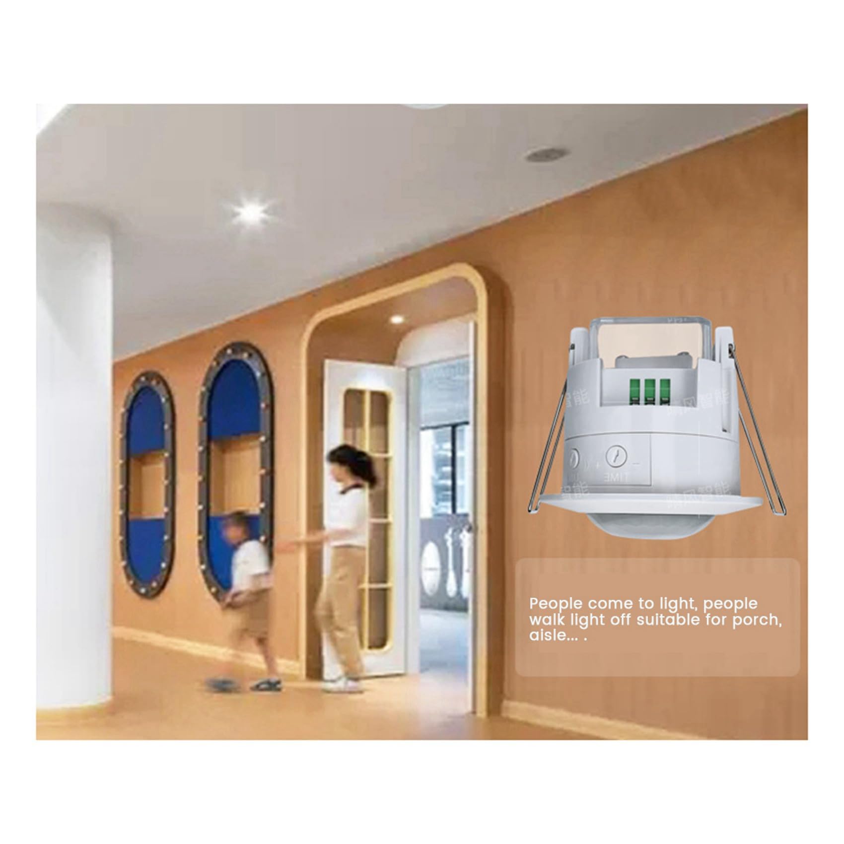 6X Sensor de Movimiento PIR Empotrado en el Techo, Detector Infrarrojo Ajustable para Pasillo, AlmacéN, Escaleras, Porche, Interruptor de LáMpara