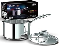 Vista 11 de Olla de stock de 12 cuartos, olla de acero inoxidable 18/10 de tres capas con tapa, olla de cocina sin costuras de 12 QT con asa de cobre, ollas