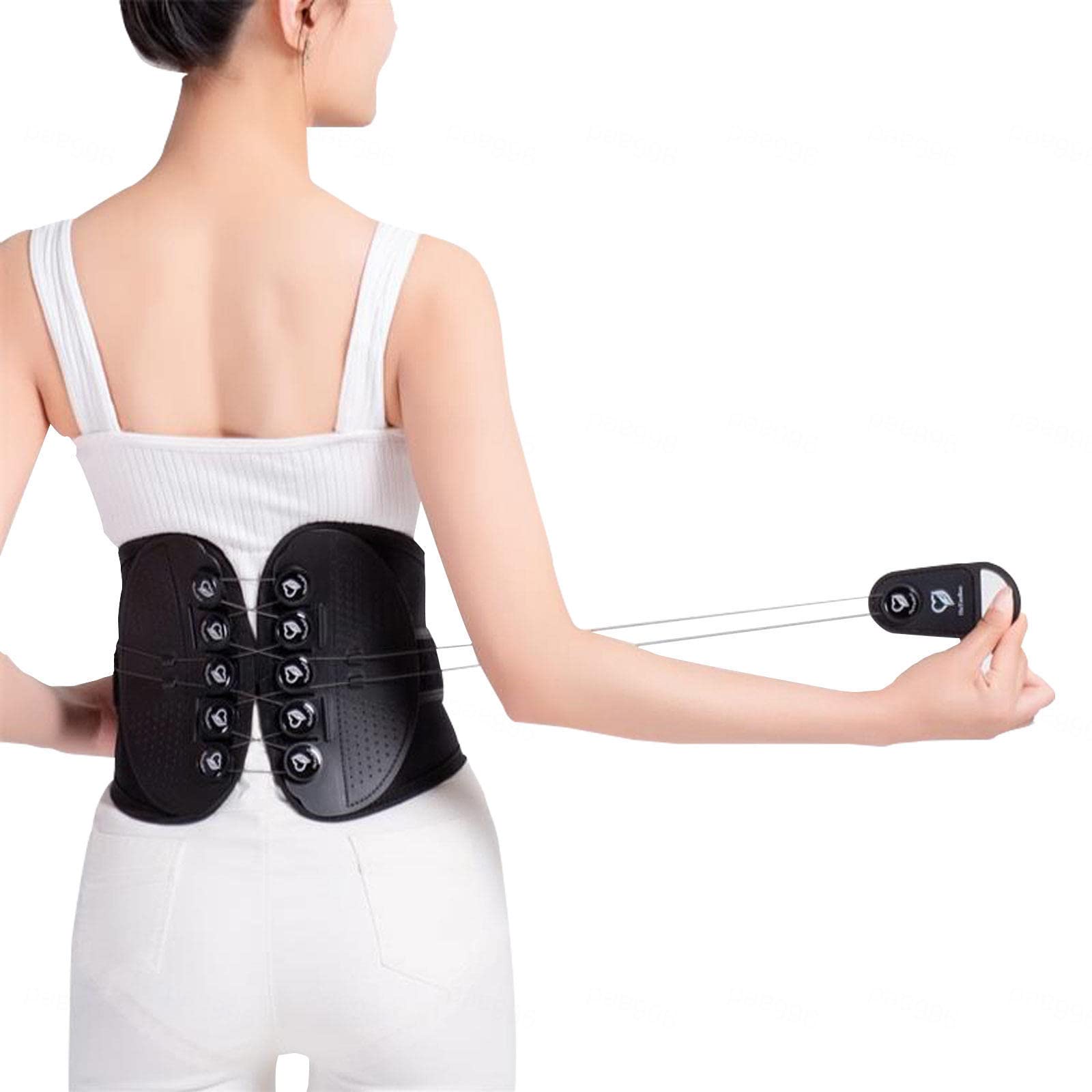 Corrector postural para la Zona Lumbar con Sistema de poleas para aliviar el Dolor Lumbar - Cinturón de Soporte Lumbar para Mujeres y Hombres - Correas Ajustables para la Cintura