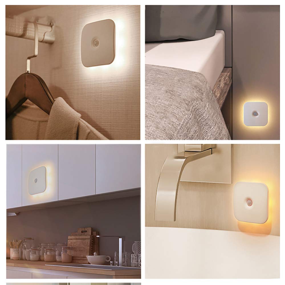 La luz del Sensor, Armario de luz, LED portátil Noche la luz, USB 700mAh batería Recargable, luz de Fondo, imán, baño, Pasillo, Garaje (2 Pack)