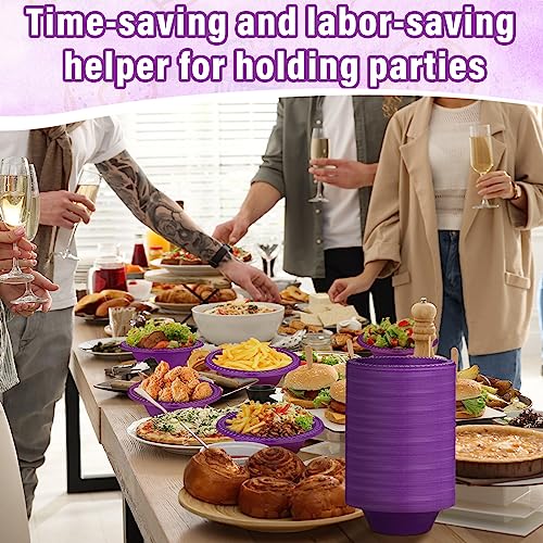 Image of Lallisa 100 Pcs 12oz Purple Disposable Plastic Bowls Halloween Party | Dessert Cups for Ice Cream Salad Soup, Serving Bowls for Picnic, Colored Party Supplies, Food Safe Sturdy