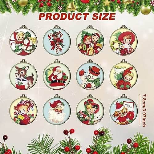 Image of 24 Pcs Christmas Wood Ornaments Vintage Christmas Decorations for Tree Xmas Santa Claus Bell Candy Cane Wood Cutout Winter Hanging Tag Sign Christmas Decor for Christmas Tree Holiday Party Home