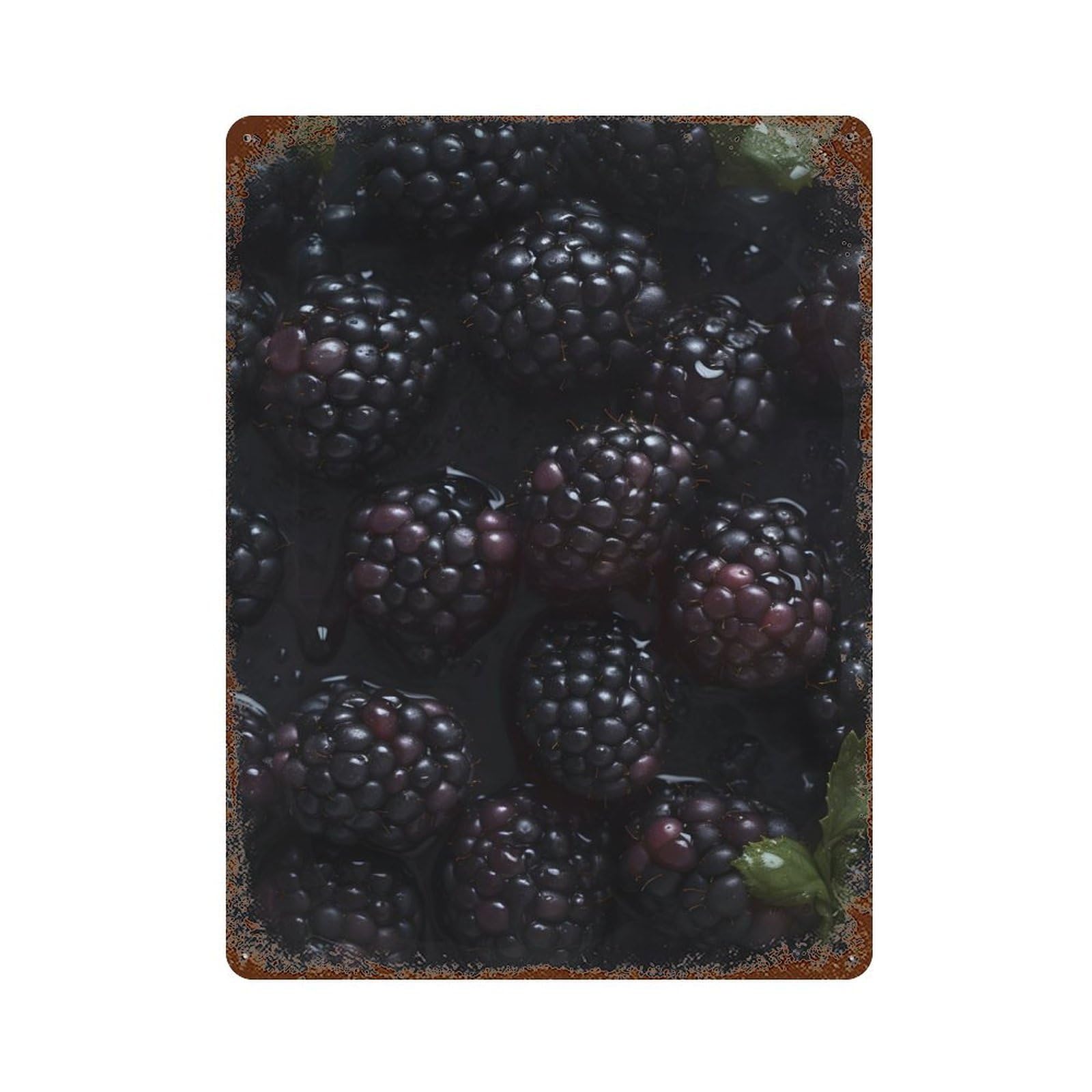 Vintage Metal Tin Sign Blackberries 15.7"x11.8", Industrial Home Decor for Farmhouse, Kitchen And Entryway Decor