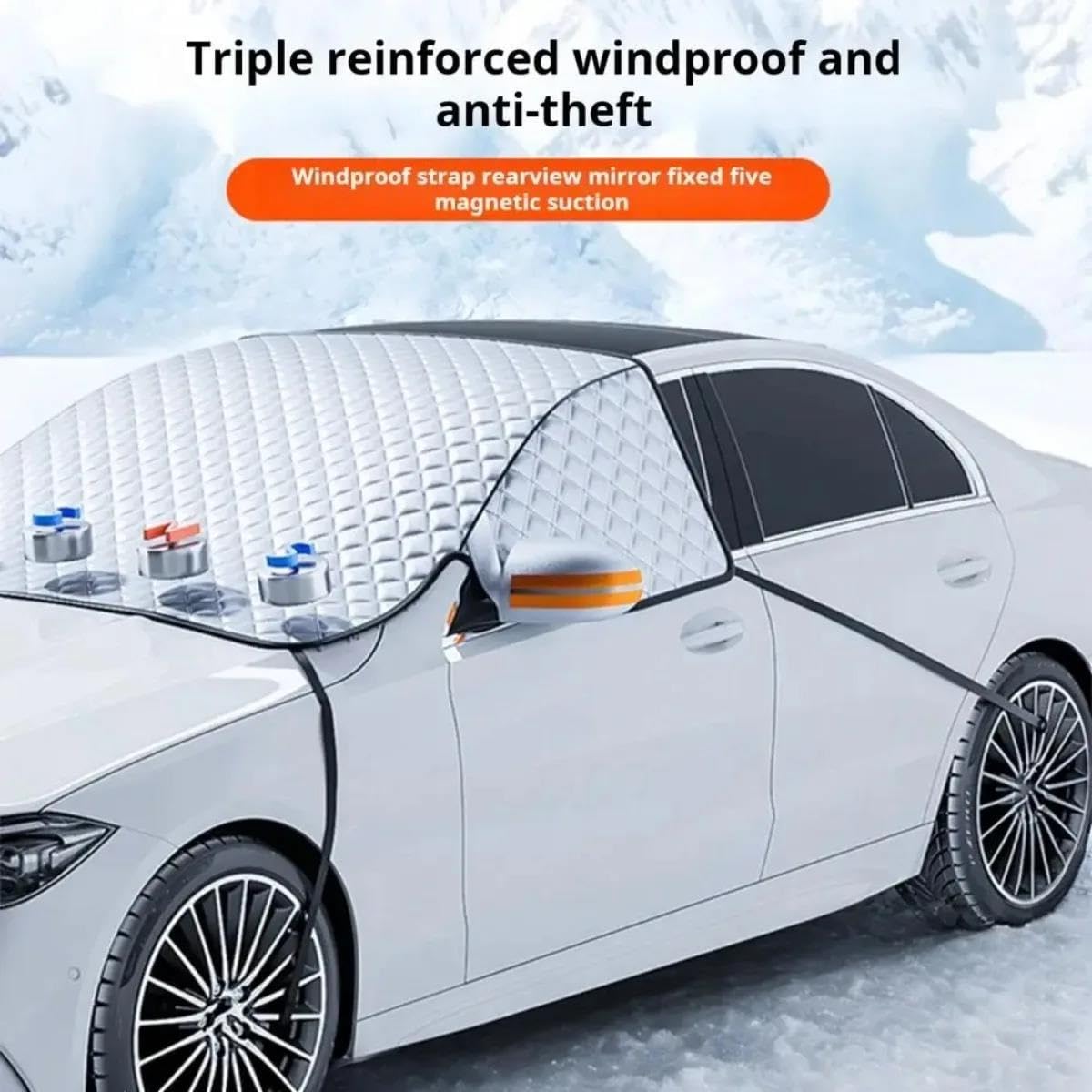 Générique Couverture Pare-Brise Magnétique Voiture, Anti-Neige, Protection Coupe-Vent Universelle pour Fenêtre Camion SUV, d'hiver Laine Coton Anti Gel Pare Protection Voiture