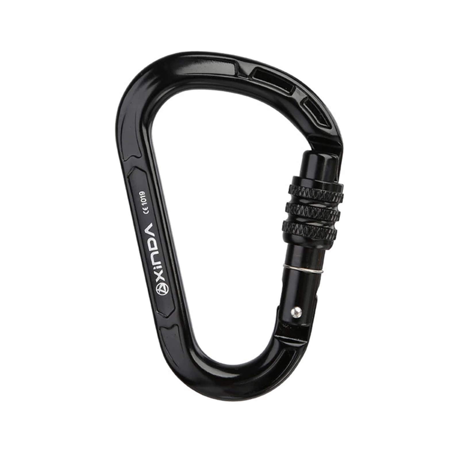 Moschettone professionale per arrampicata su roccia, moschettone con chiusura a vite, moschettoni a forma di D 25KN per arrampicata su roccia, esterno, amache, campeggio, escursionismo, cane