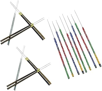 Embroiderymaterial Aari Embroidery Needles Combo Pack (20 Pieces) – Bead, Sequin, Thread & Wire Embroidery Needles with Wooden, Iron & Thread-Wrapped Handles for Aari, Beading, Jewelry Making