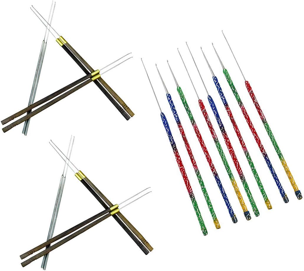 Embroiderymaterial Aari Embroidery Needles Combo Pack (20 Pieces) – Bead, Sequin, Thread & Wire Embroidery Needles with Wooden, Iron & Thread-Wrapped Handles for Aari, Beading, Jewelry Making
