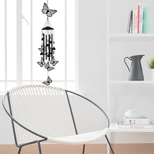 Miniatura 8 de Campanas de viento de mariposa para exteriores, campanillas de viento conmemorativas, atrapador de viento, campanas de viento móviles de mariposa