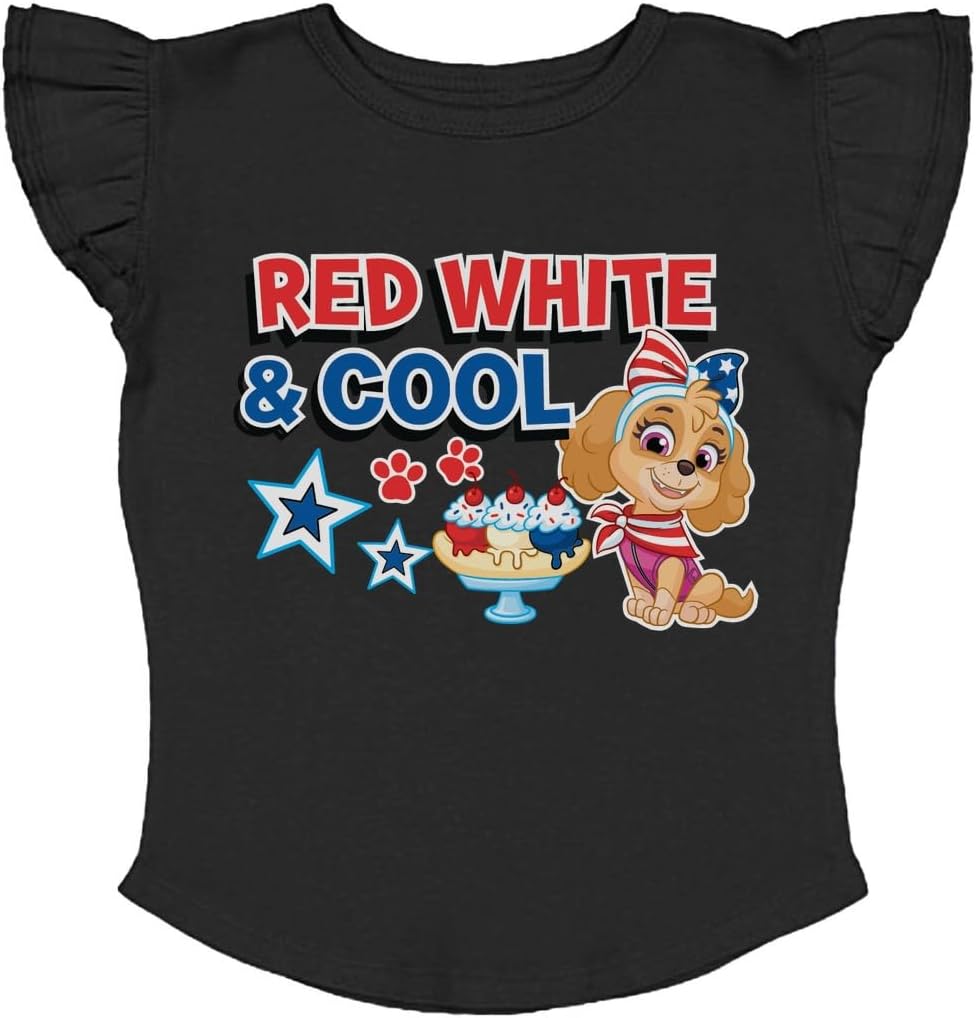 Paw Patrol Skye Toddler Birthday Girl Tee - Gift Idea for 3 or 4 Year Old Girls - Ruffle Sleeve Party Top