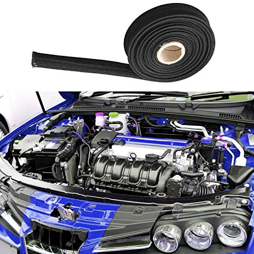 Heat Hose Fiberglass Wrap Shield Sleeve- 1/2" ID x 10'Black Adjustable Hose Heat Shield Spark Plug Wire fuel line Roll For Car Wire Loom cable Brake Line Cable - Thumbnail 7