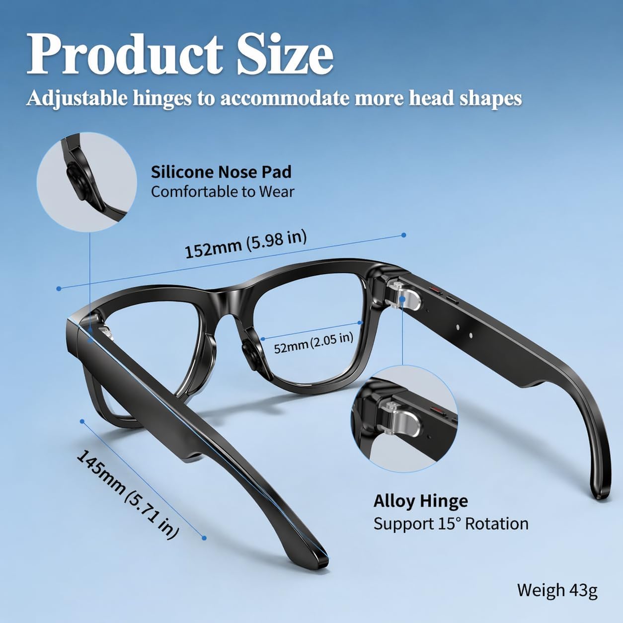 2026 AI Smart Glasses with 8MP 4K Camera, Video Recording Glasses with Photo, Real-Time Translation in 139 Languages, ChatGPT Voice Assistant, Open-Ear Bluetooth Headphones, Travel, Meetings & Vlog
