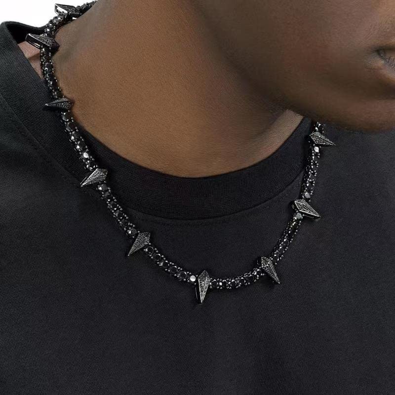 Black Panther Necklace for men diamond necklace for men black necklace for men Rapper chain iced out chain Diamond chain Cubic zirconia necklace Gift box packaging(22in)4