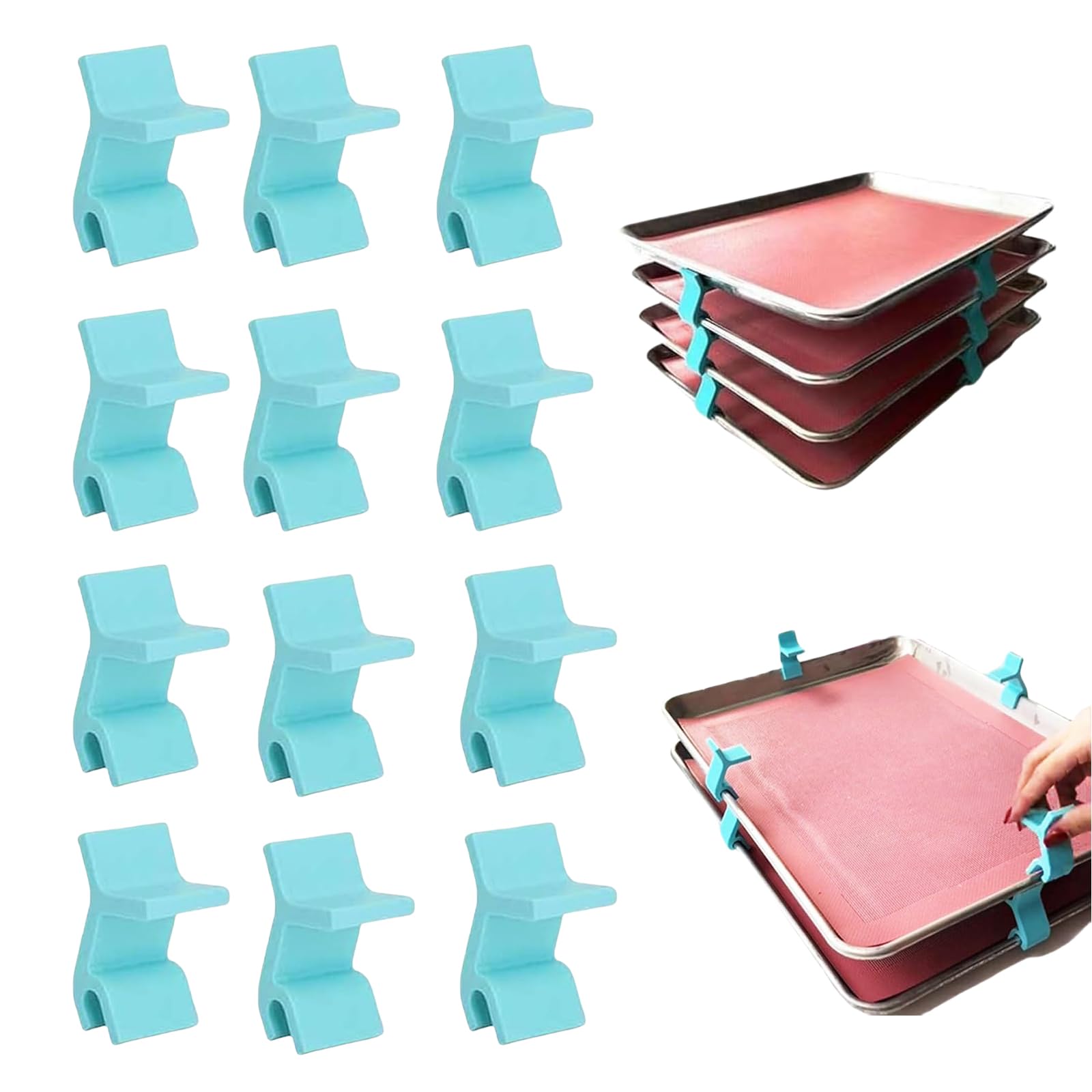 12 Stück Backblech Stapler, Pack von 12, Backblechhalter, Küchenwaren, Backblech-Stapler für Gefrierschrank Teller, Küche, Picknick, BBQ，Plätzchen Backblech