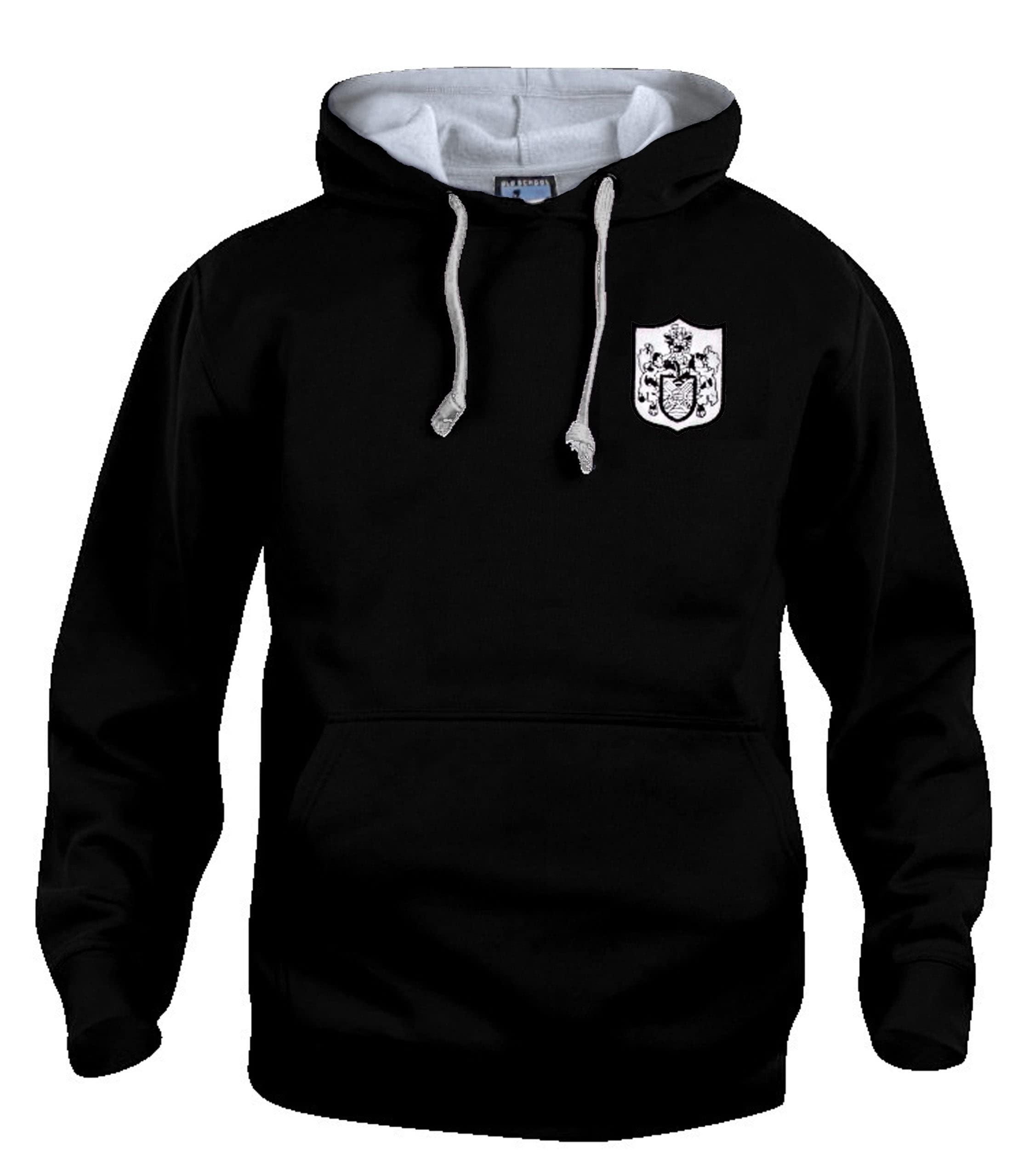 Old School Football Black Fulham 1960S Retro Football Hoodie Embroidered Logo (Xl)