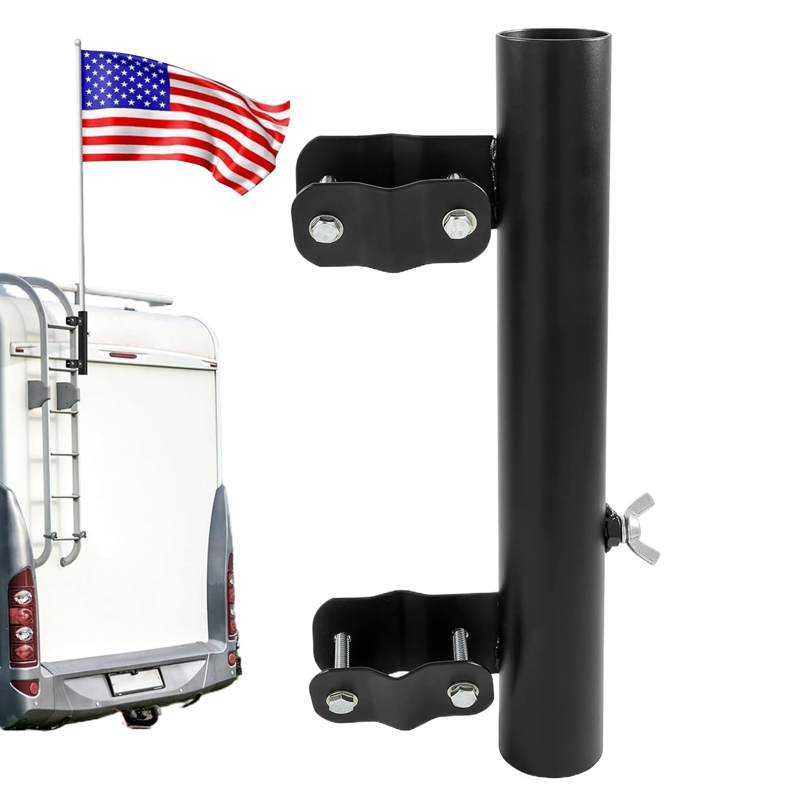 Support de mât de drapeau camping-car acier amovible pour défilés et quai
