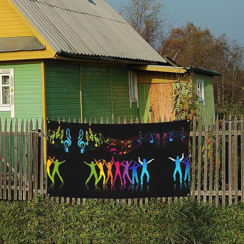 MINDBBDFJ Dance With Music Print Banners And Signs For Outdoor/Indoor,Personalized Banner Customizable Parties Halloween Banner (180x90cm)4