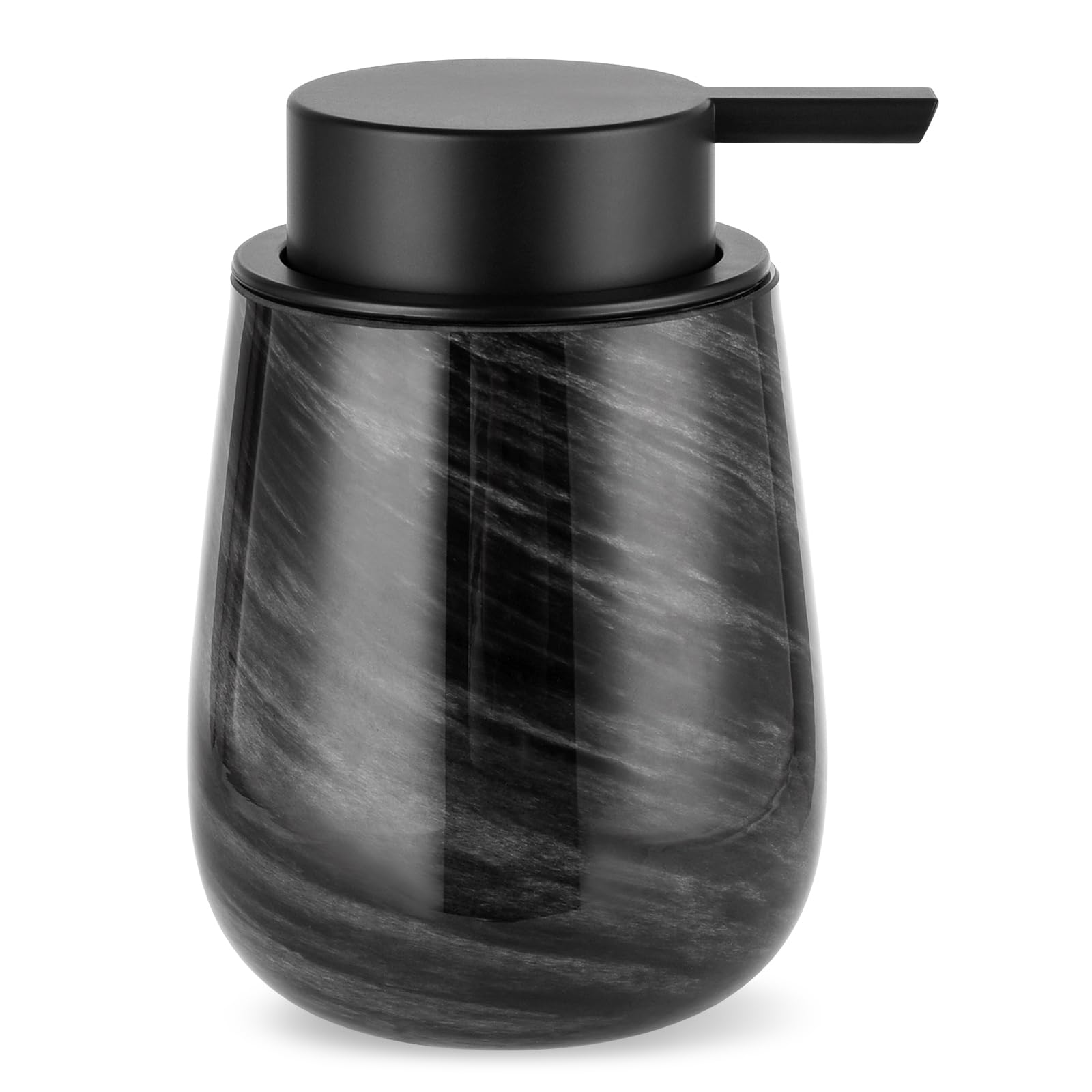 Seifenspender aus Marmorglas, nachfüllbar, für Küchen- und Badezimmerarbeitsplatte (schwarz)