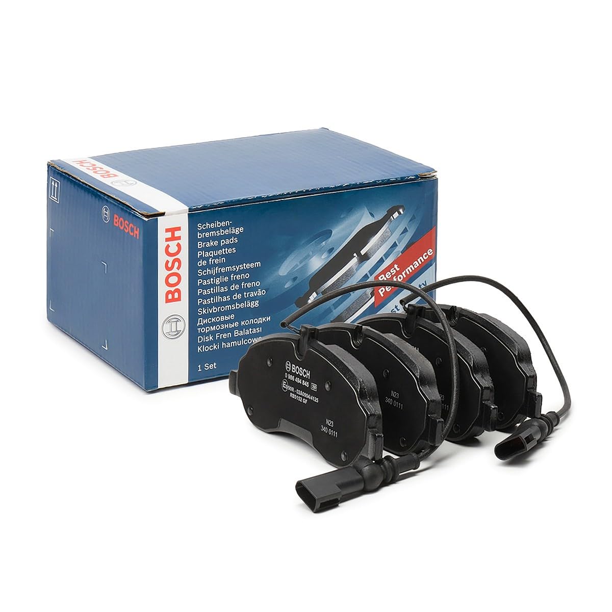 Bosch BP2019 - Pastiglie Freni Auto, Asse Anteriore - 1 Set | Qualità Bosch - Riduzione del Rumore e della Polvere - Certificazione ECE-R90 - Senza rame - Con Accessori