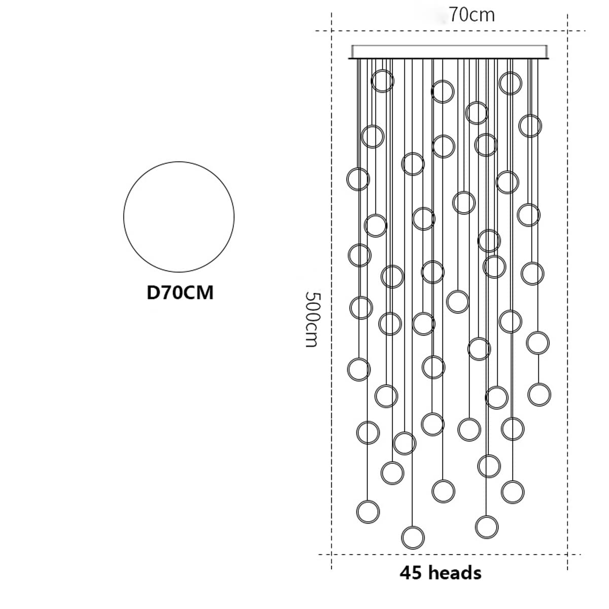 Moderno Loft Semplice su Due Livelli, Lampada da Ingresso Cava, Stile Nordico a LED per Appartamento, Soggiorno, Villa, Scala, Lampada a Sospensione Lunga Decorativa LightSS (Oro 1