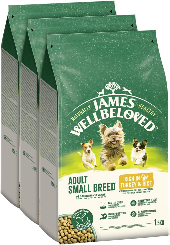 James Wellbeloved Adult Small Breed Turkey & Rice 3 x 1.5kg