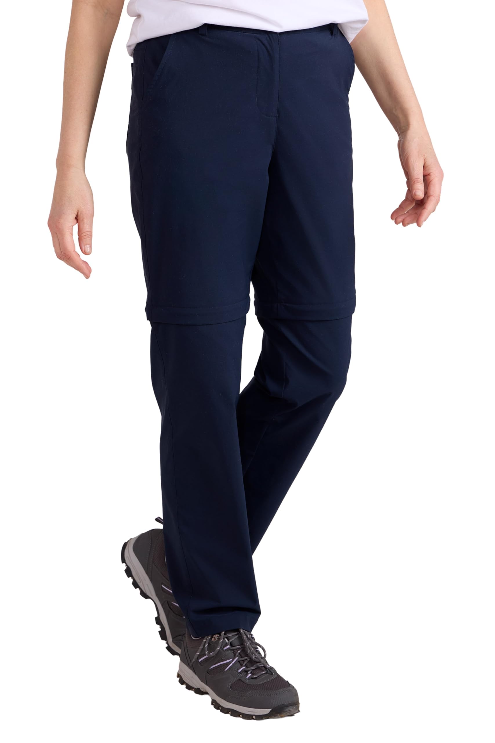 Mountain Warehouse Women's Navy 'Delta' Comfortable Elastic Waist Casual Stretchy Zip Trousers In | Size: 12