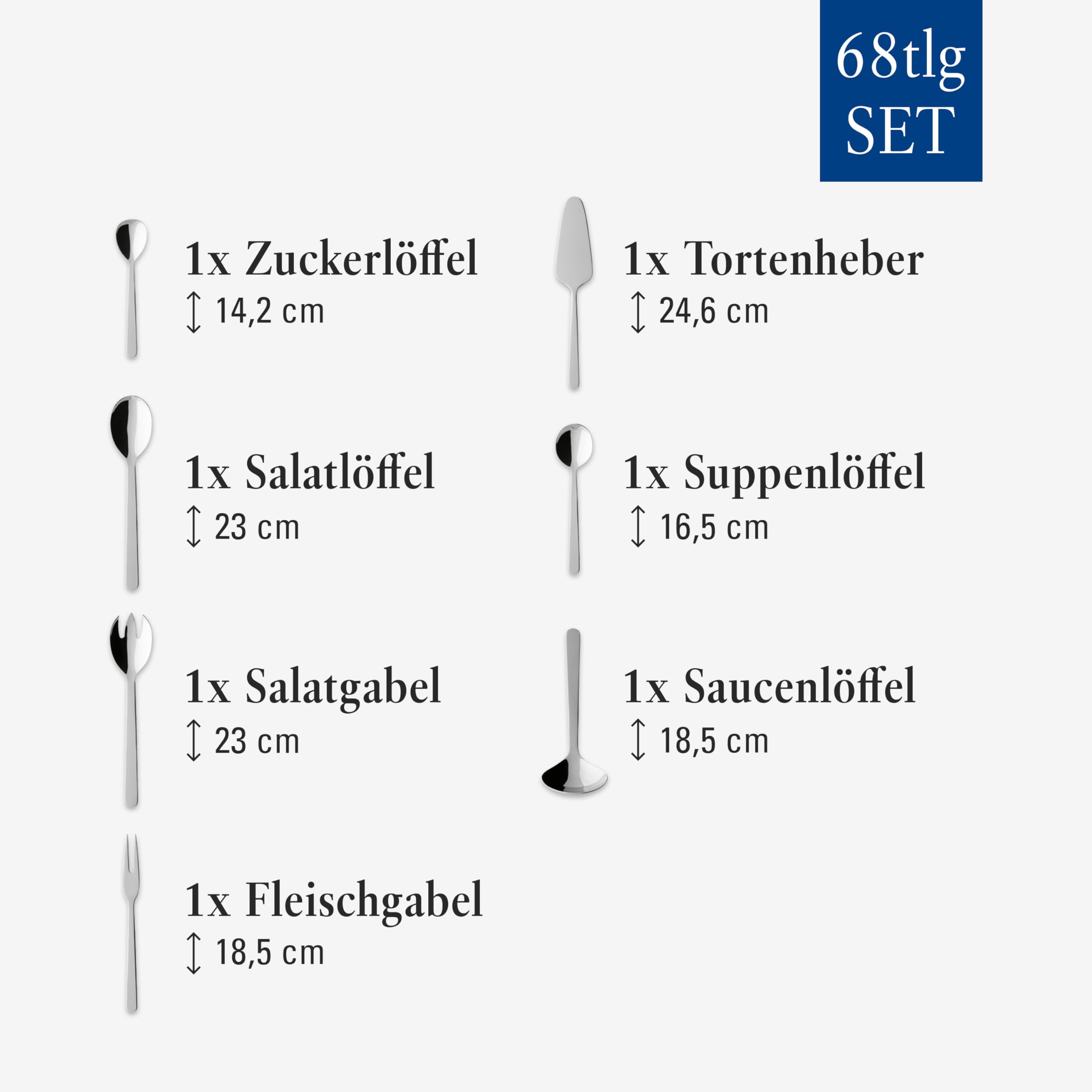 Villeroy & Boch - Louis Besteckset 68-teilig Silber, Spülmaschinenfest, Besteck Set 12 Personen, Besteckset Platin, Besteck, Edelstahl