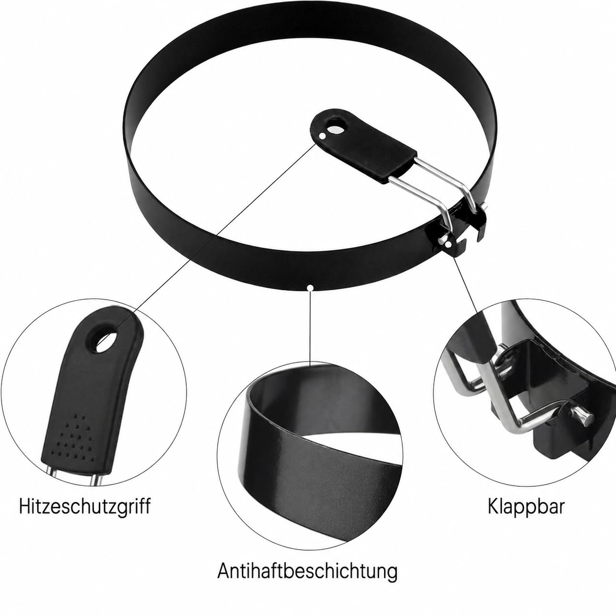 8 Stück Spiegeleiform Edelstahl Ei Ring, 4 x 9cm & 4 x 15cm Pancake Ringe Antihaft, Eierringe mit Griff, Egg Ring Molds für Spiegeleier, Sandwiches, Pfannkuchen, Hackbraten