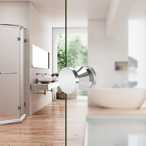 Miniatura 6 de CKB Pomo redondo de una sola cara para puerta de vidrio de ducha de baño, acero pulido con manija de puerta de acero inoxidable 304 sólido para