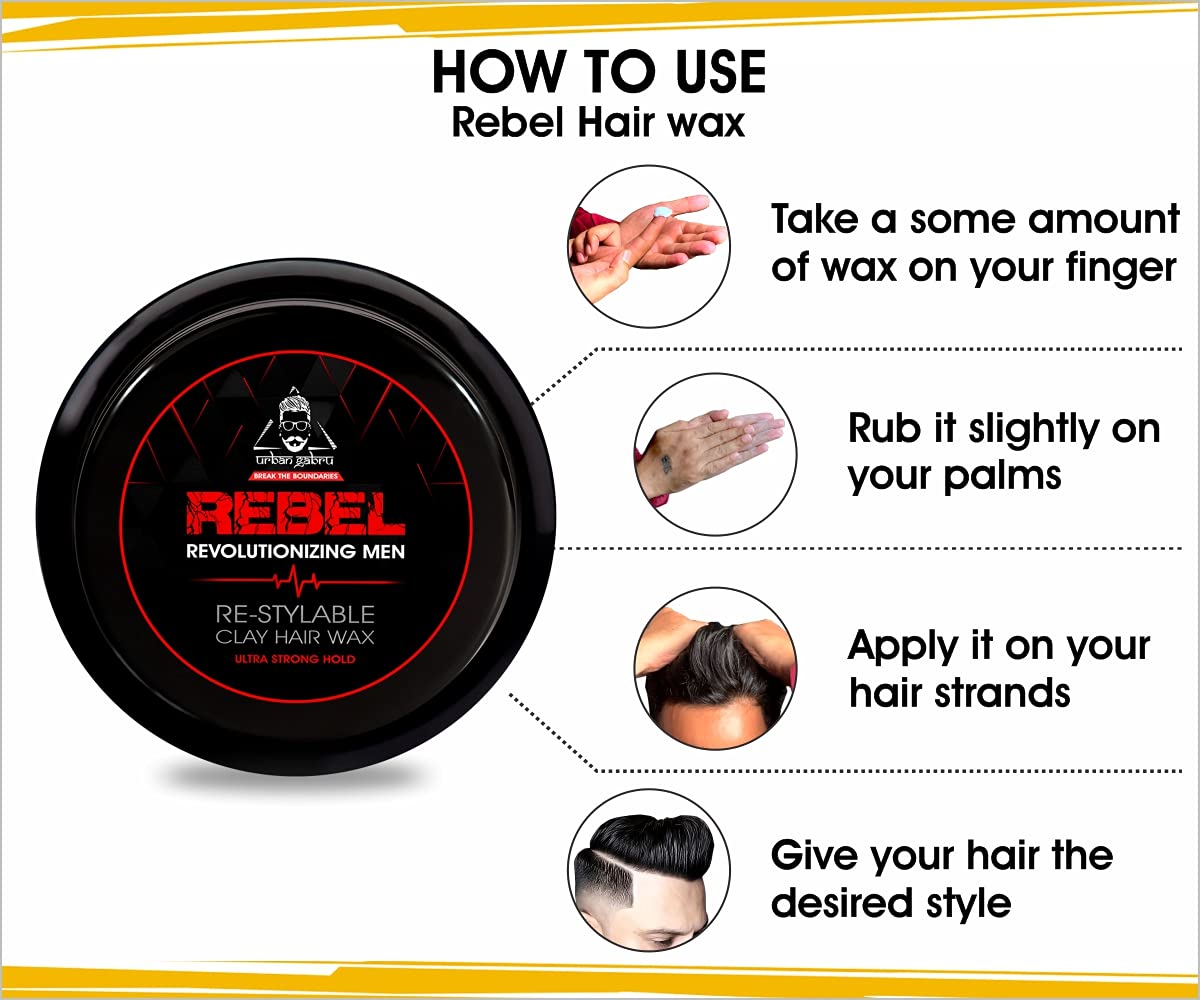 Urbangabru Combo Hair Styling Kit - Rebel Hair Styling Clay Wax (85 Gram) for 100 Times Re-Styleable and Unlimitied Strong Hold No Gas Hair Spray (100 ml) - Image 5 thumbnail