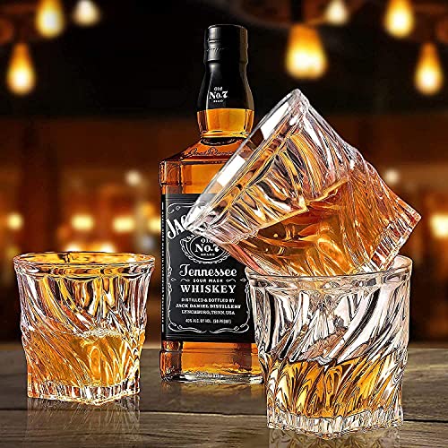 Image of Whiskey Glass Transparent, 310 ML, Whisky Glass, Diamond Design Bar Glass for Drinking Bourbon, Whisky, Scotch, Cocktails, Cognac - Old Fashioned Cocktail Tumblers Set of 6 (D .sq .$., 6)