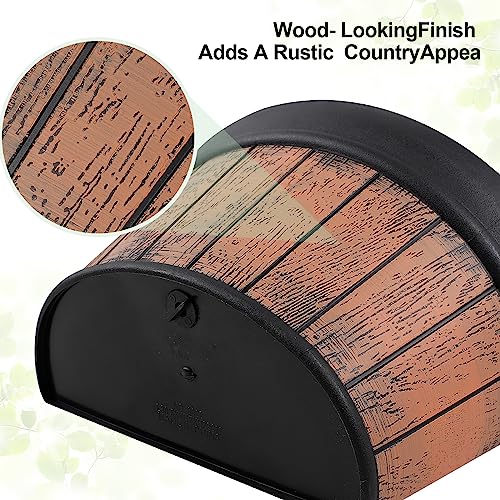 Large Wall Planter Set Of 3 Pack 12 Inchs,Resin Plant Flower Pots Imitation Whiskey Barrel Design.rustic Farmhouse Decor Wall Mounted Planters Use For Indoor & Outdoo,Garden,Railing,Fence.(Brown) #TOP2