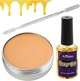 Afflano Halloween Makeup Kit Fake Blood Splatter,Coagulated Blood Gel+3*Stipple Sponge+Blood Spray for Clothes,Special Effects,Zombie,Vampire Monster SFX Makeup,for Theater,Stage,Film,Costumes,Cosplay