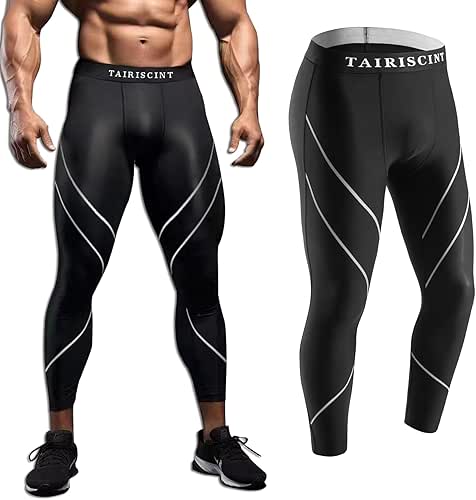 Men's Compression Sweatpants Pocket Quick Dry Workout Leggings Running Base