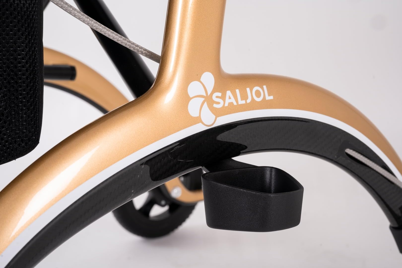 Saljol Andador de carbono ligero de 5,6 kg con asiento, bolsa, plegable, para exteriores, altura del asiento 54 cm, color dorado