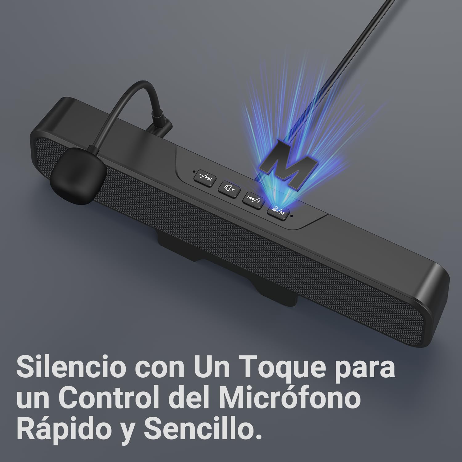 INGA Altavoces PC con Mic. Desmontable, Plug and Play, Silencio 1 Toque, Estéreo y Graves, Fácil fijación al Monitor, Compatible PC, Mac, Portátil