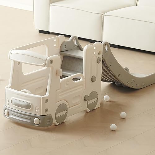 Miniatura 8 de VEVOR Tobogán para niños pequeños con escaleras escalables y casa de juegos de autobús, juego de tobogán para interiores y exteriores para niños de