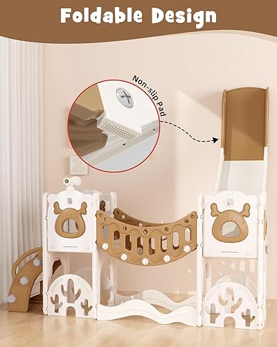 Miniatura 8 de YUFU Juego de toboganes infantiles 11 en 1 para niños pequeños de 1 a 3 años, juego para niños pequeños con puente de escalada, juego de golf, aro