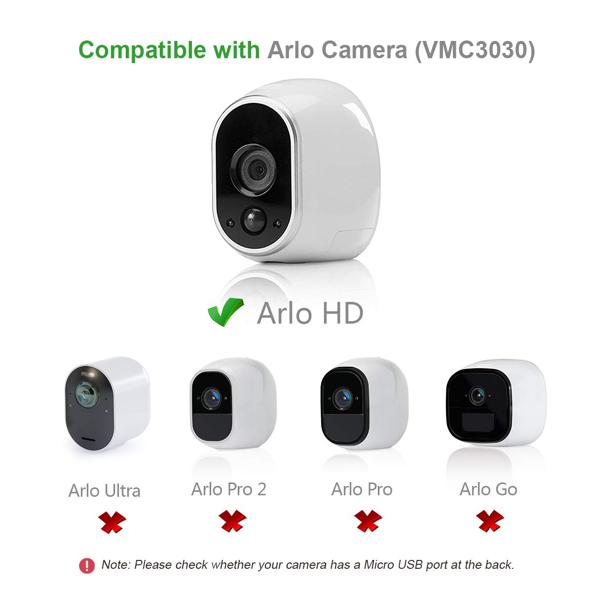 LANMU Weatherproof Outdoor Power Adapter Compatible with Arlo Security Camera VMC3030 (26ft/8m)(Incompatible with Arlo Pro/Pro 2/ Ultra/Pro 3)