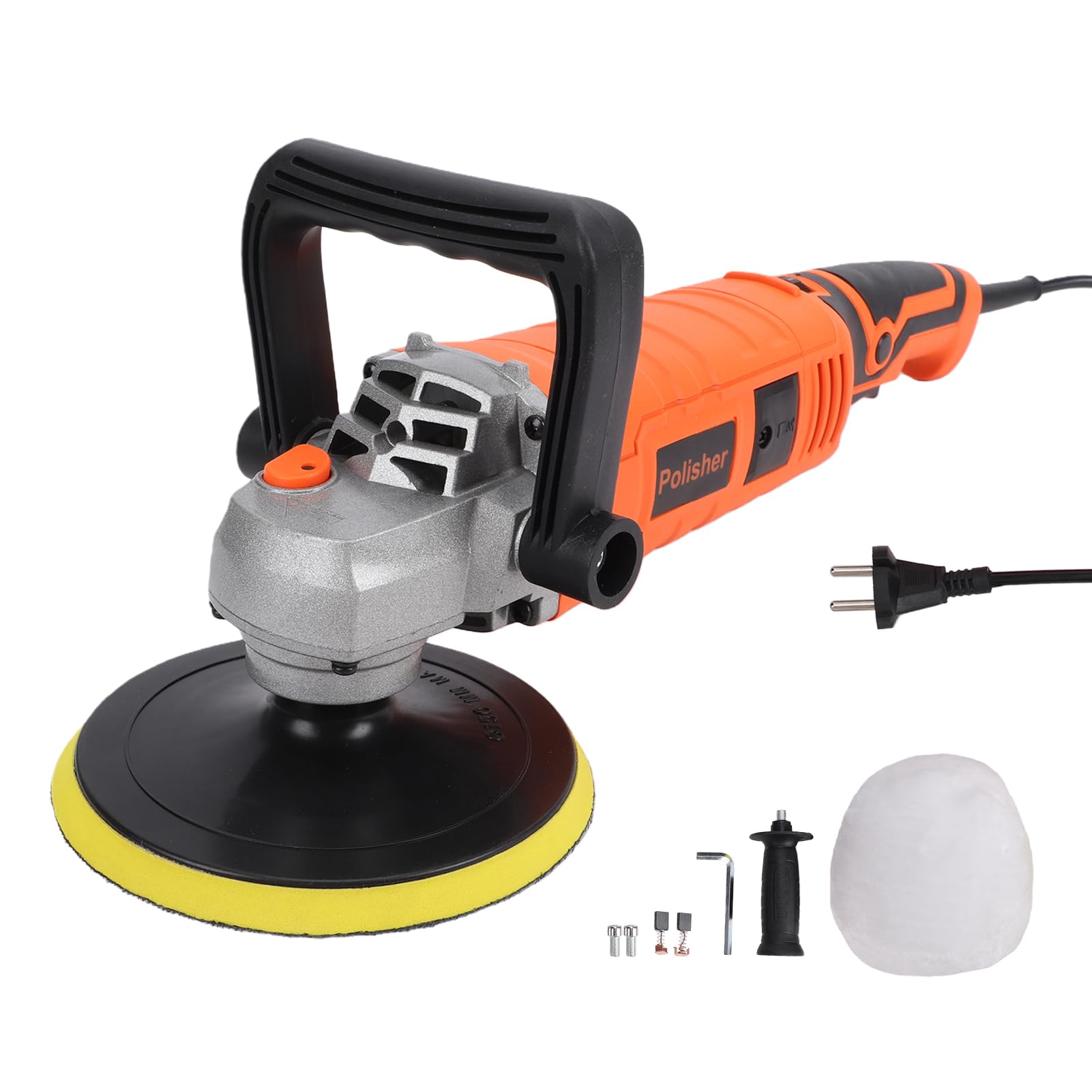 Fockety Pulidora Rotativa, Máquina Pulidora de Velocidad Variable, 1580 W 500 a 3300 RPM con 7 Velocidades y Mango Desmontable, for Pulido de Coche, Eliminación de Arañazos (Enchufe Europeo 220V)
