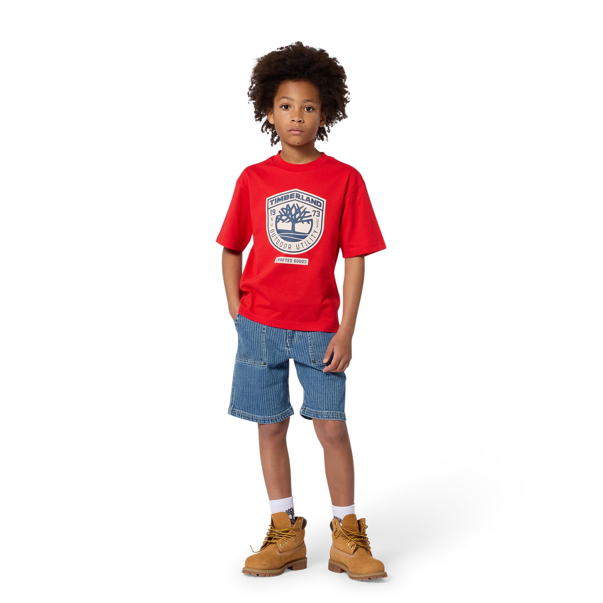 Timberland Pantalones Cortos de Mezclilla para niño, Azul, 4 años