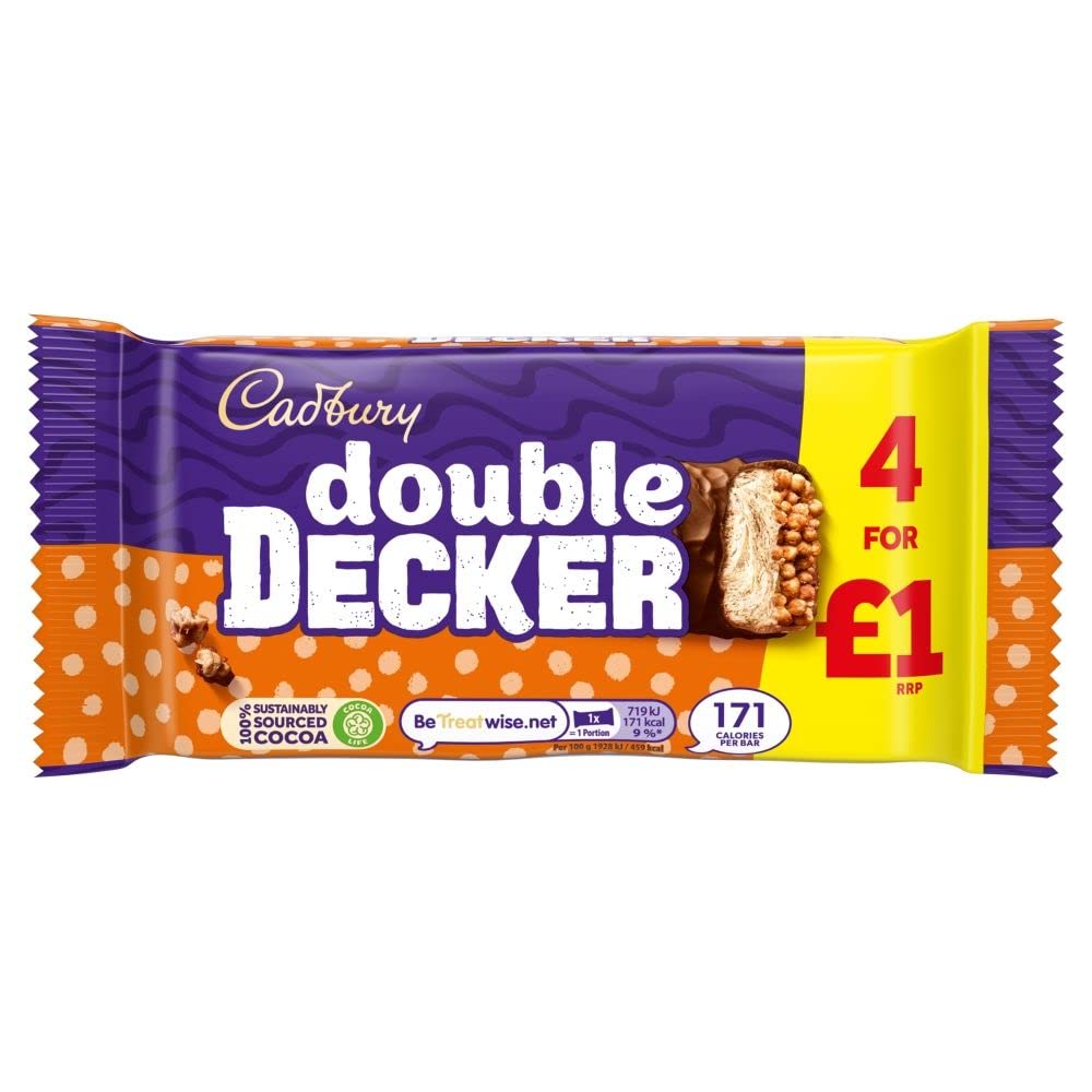 Cadbury Double Decker Milk Chocolate 4 Bar Pack (Imported), 149.2Gram