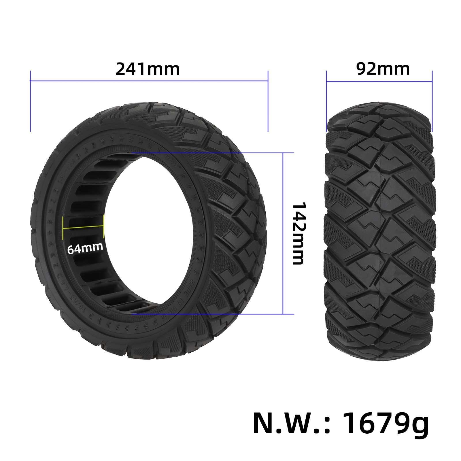 90/65-6.5 Pneumatico Pieno per Kukirin G4/Zero 11X/Dualtron Thunder/Kaabo Wolf Warrior/Macury Speedual Plus Monopattino Elettrico, 11 Pollici Pneumatico Anti-Foratura (Nero 1 Pezzo)