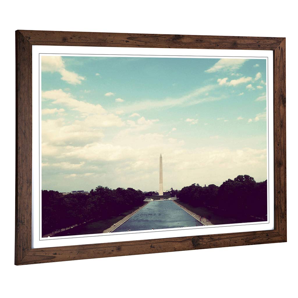 Big Box Art Framed Print of Washington Monument USA Design | Wall Art Picture | Home Decor for Kitchen, Living, Dining Room, Bedroom, Hallway, Office, Walnut, A2 / 24.5x18 Inch / 62x45cm