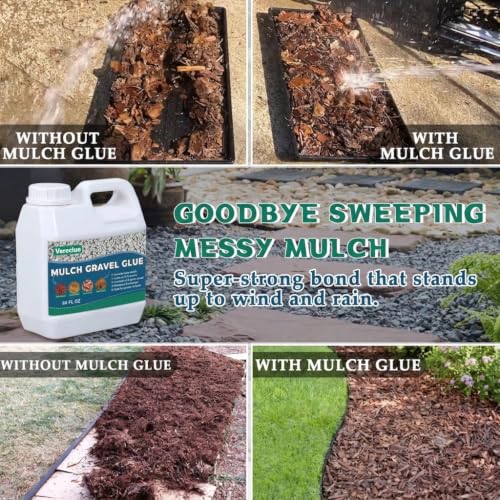 Image of Mulch Gravel Glue for Landscaping 62 Oz - Fast-Drying Rock Pea Glue, Waterproof Gravel Binder, Clear Adhesive for Rocks, Mulch, Pebbles, Rubber Outdoor Landscaping, Non-Toxic and Pet-Friendly